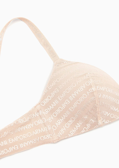 EMPORIO ARMANI ASV padded triangle bra in recycled bonded mesh with all-over logo lettering outlook