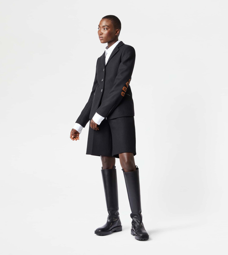 Tod's BLAZER WITH LEATHER INSERTS - BLACK outlook