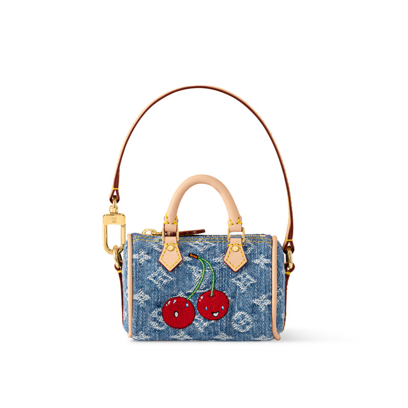 LV x TM Micro Speedy Denim Cerise Bag Charm 1