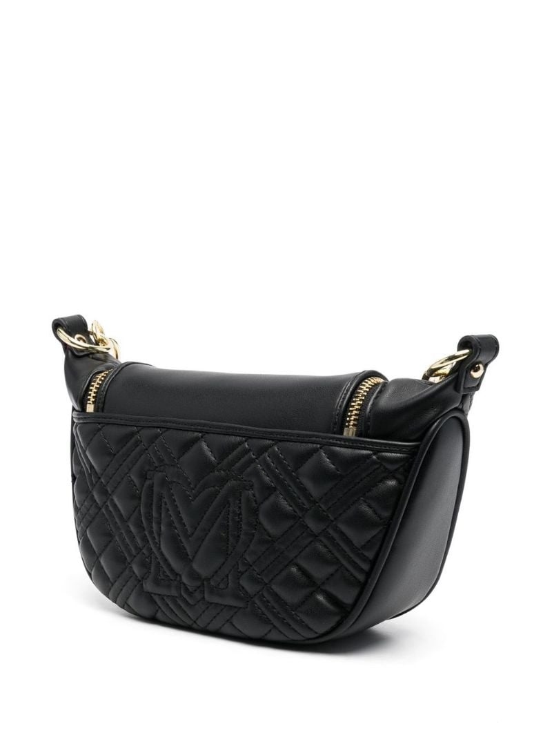 logo-plaque quilted shoulder bag - 3