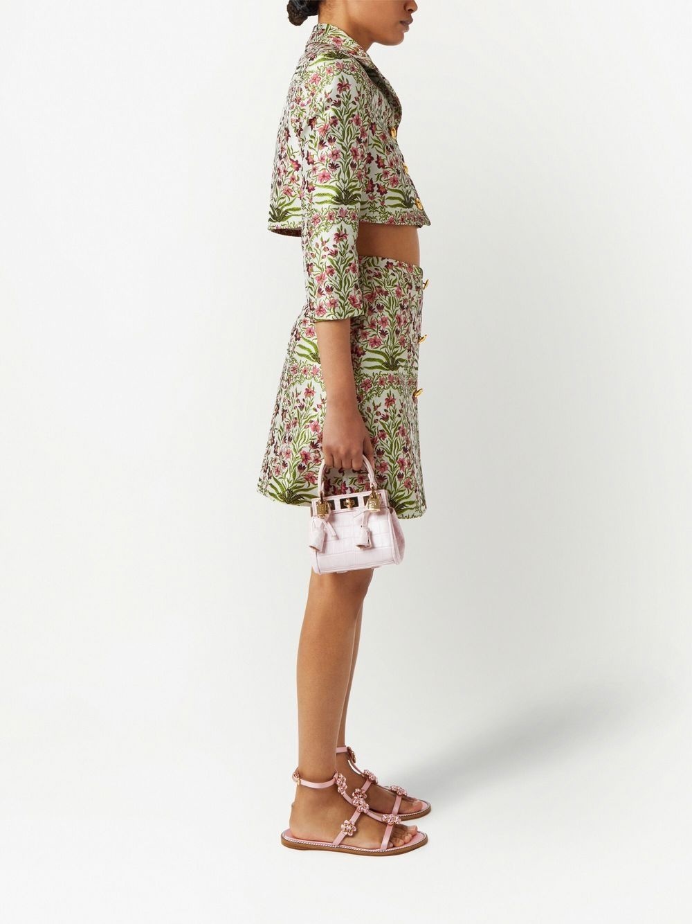 floral-jacquard mini skirt - 3