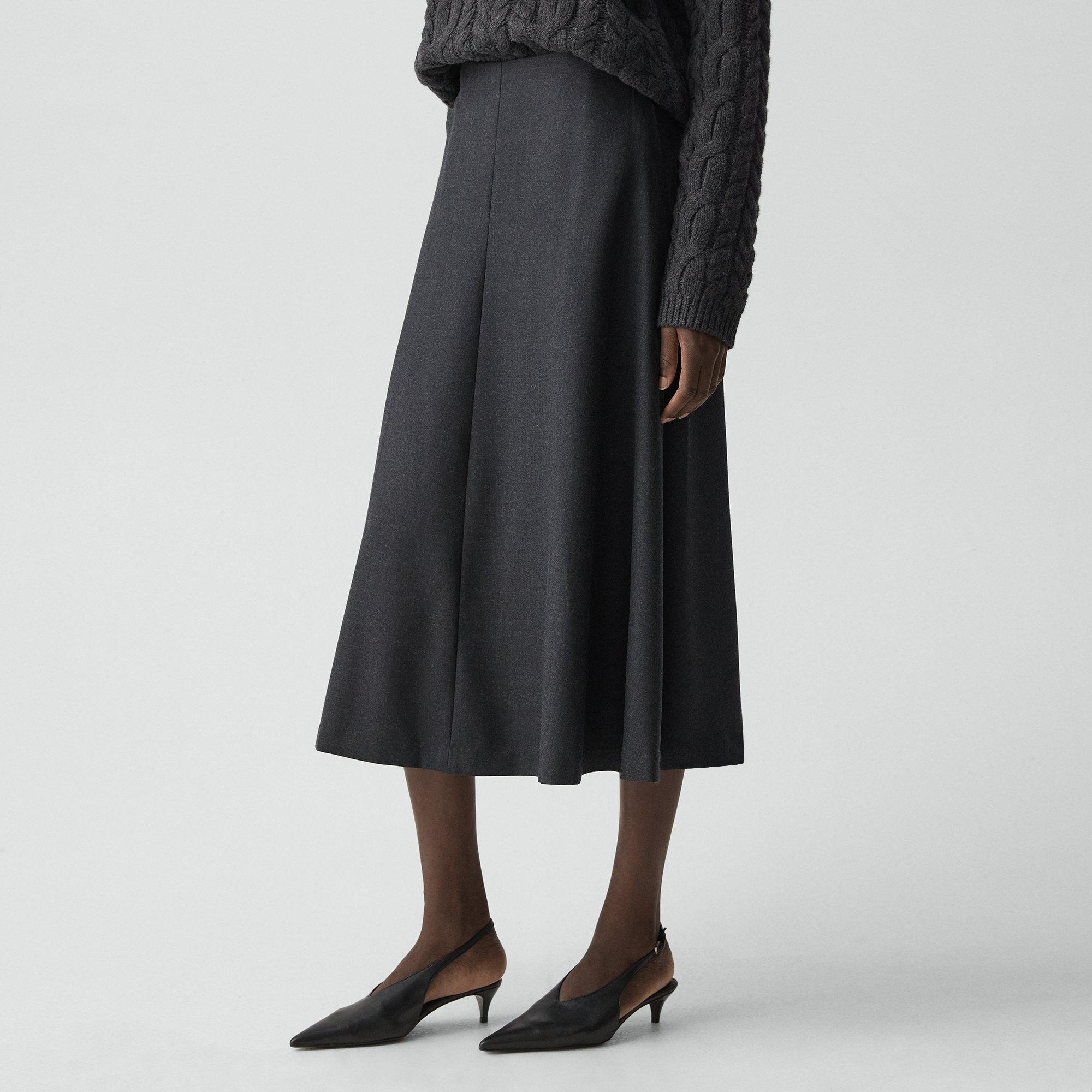 Flared Midi Skirt in Wool-Blend Flannel - 5