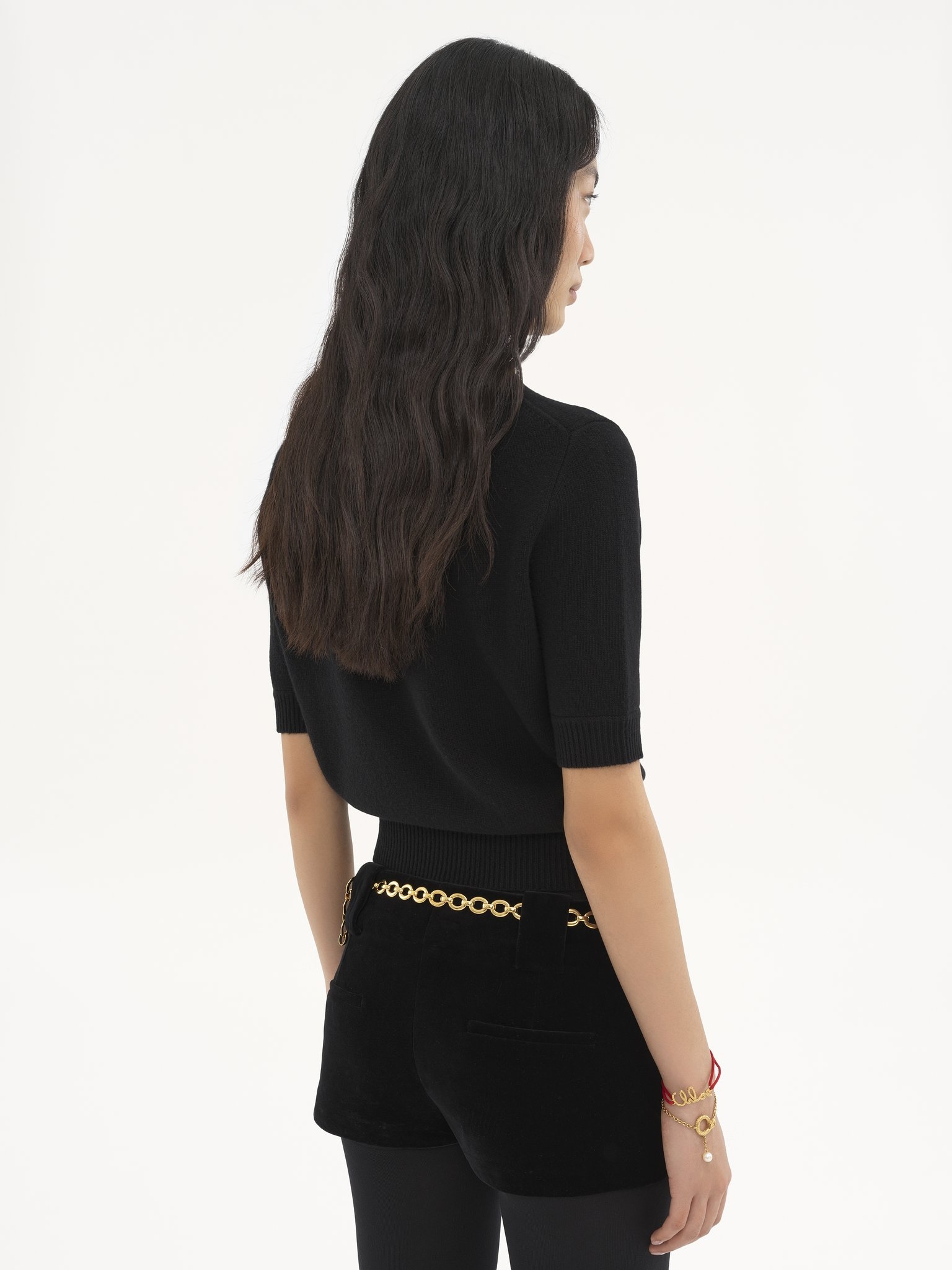 EMBROIDERED SHORT-SLEEVE SWEATER IN WOOL & CASHMERE KNIT - 5