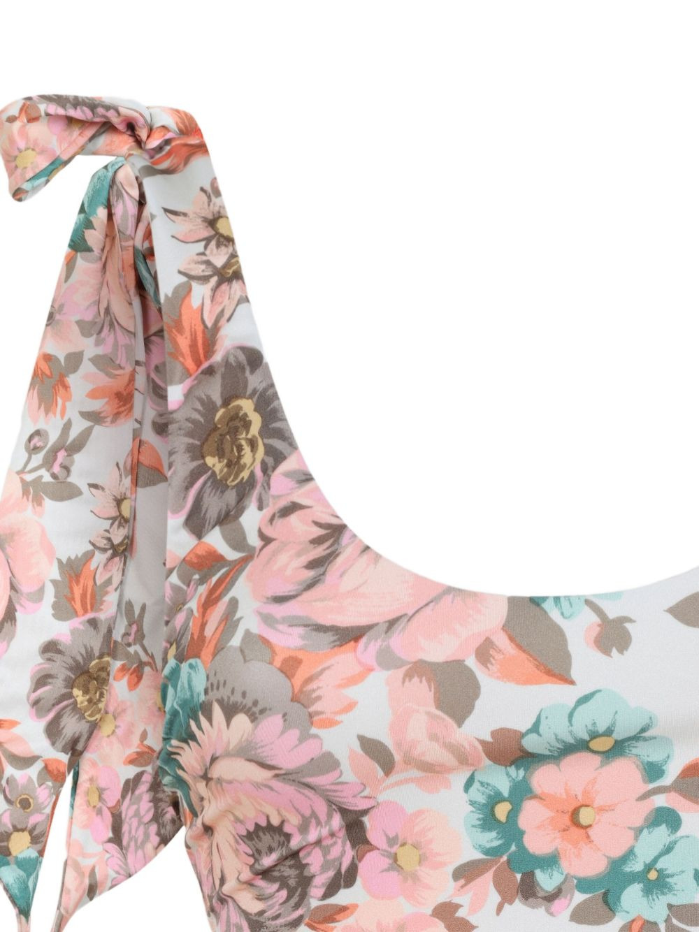 knotted-straps floral swimsuit - 3