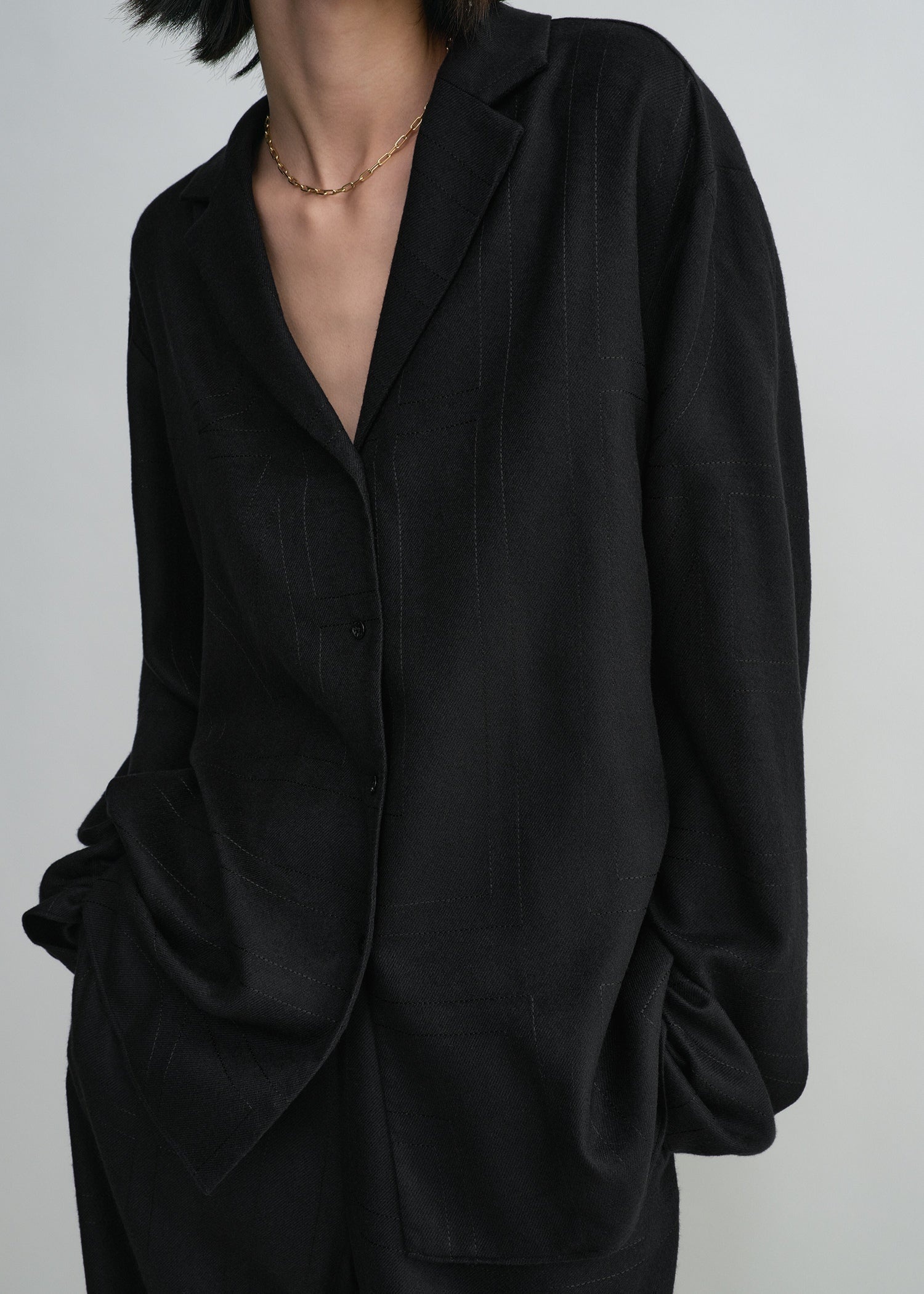 Monogram flannel pj top black - 6