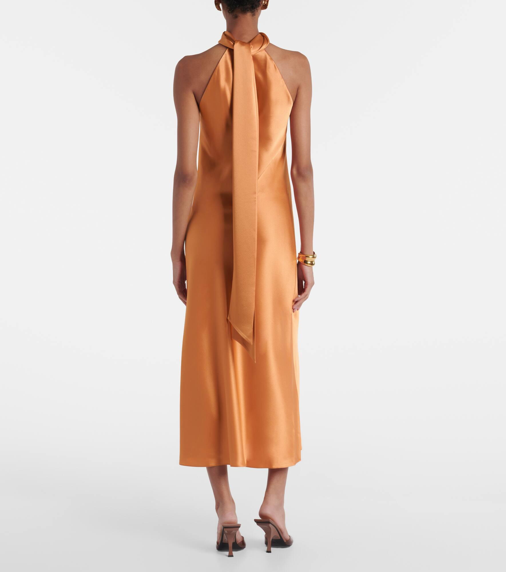 Sienna halterneck satin midi dress - 3