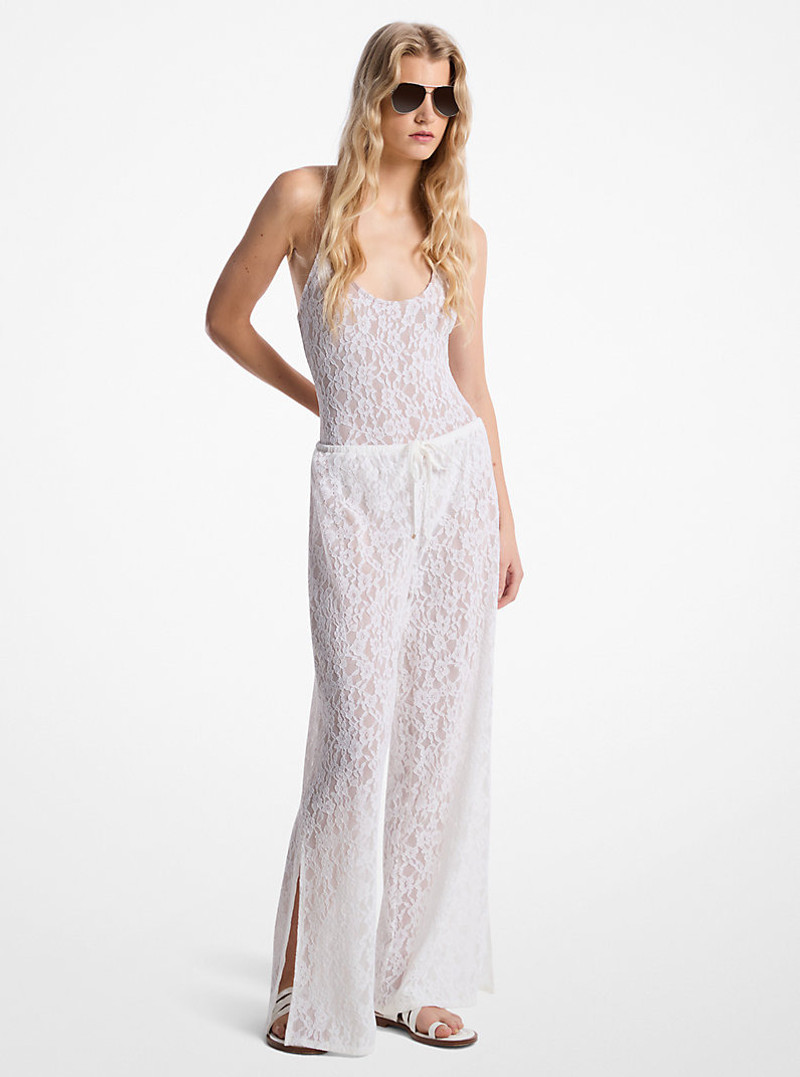 Floral Lace Stretch Nylon Drawstring Pants 1