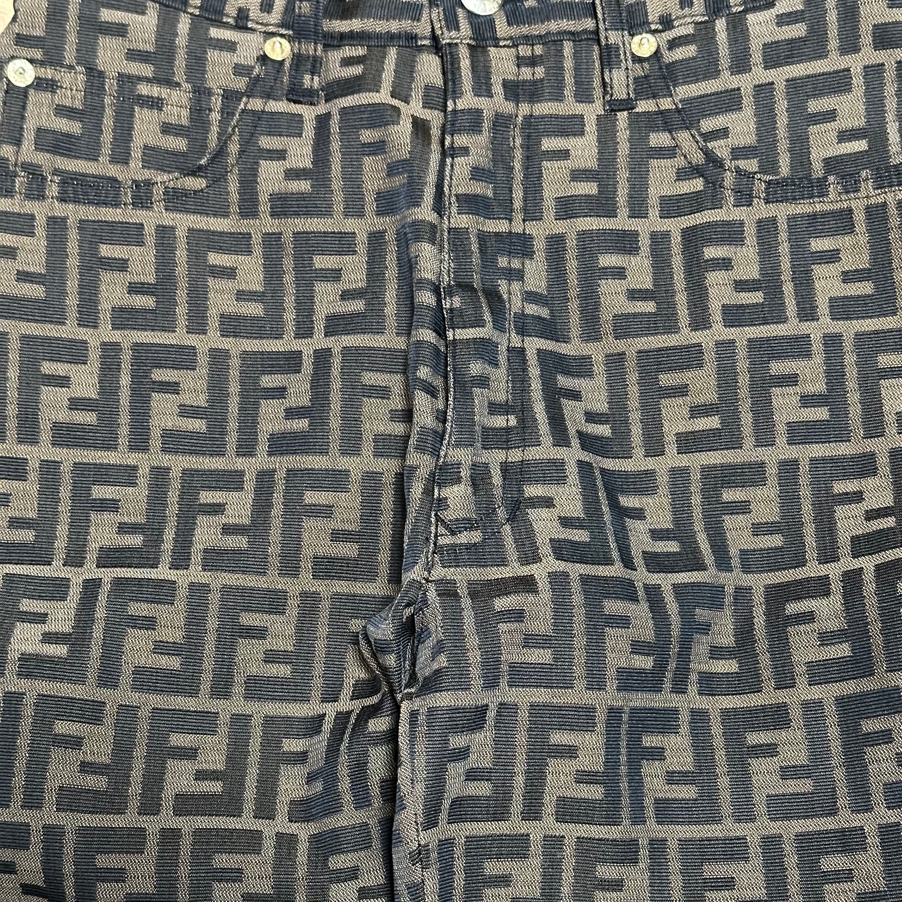 FENDI Vintage FF Zucca Monogram High Rise Straight Leg Pants - 4