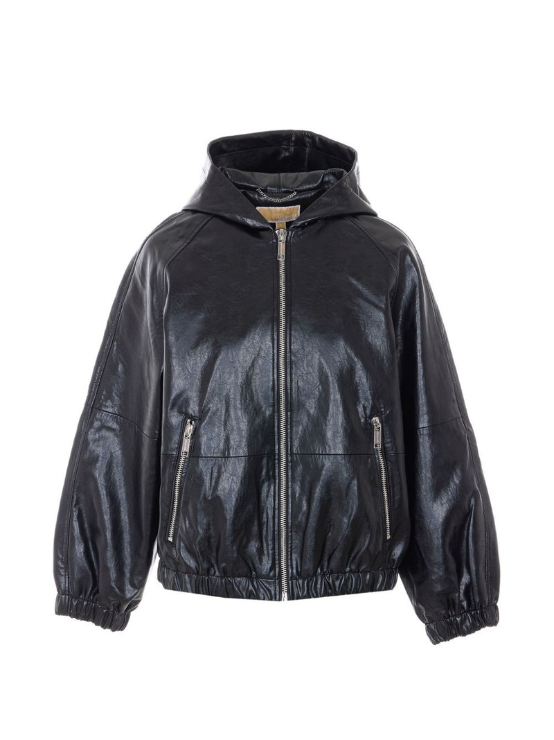faux-leather hooded jacket 1