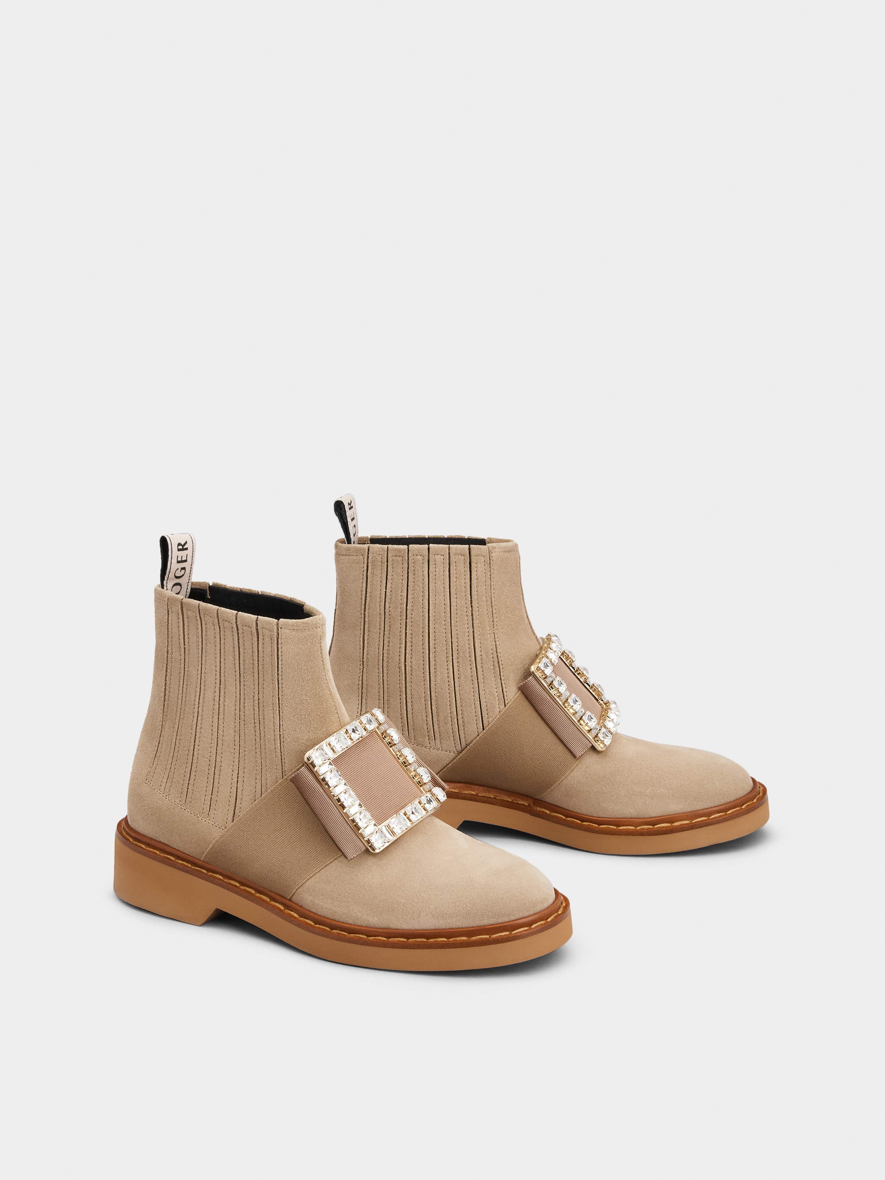 Viv' Rangers Strass Buckle Chelsea Booties in Suede - 2