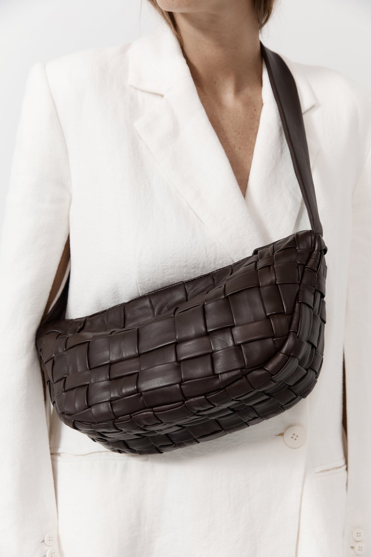 Textured Crescent Bag - Chocolate - 3