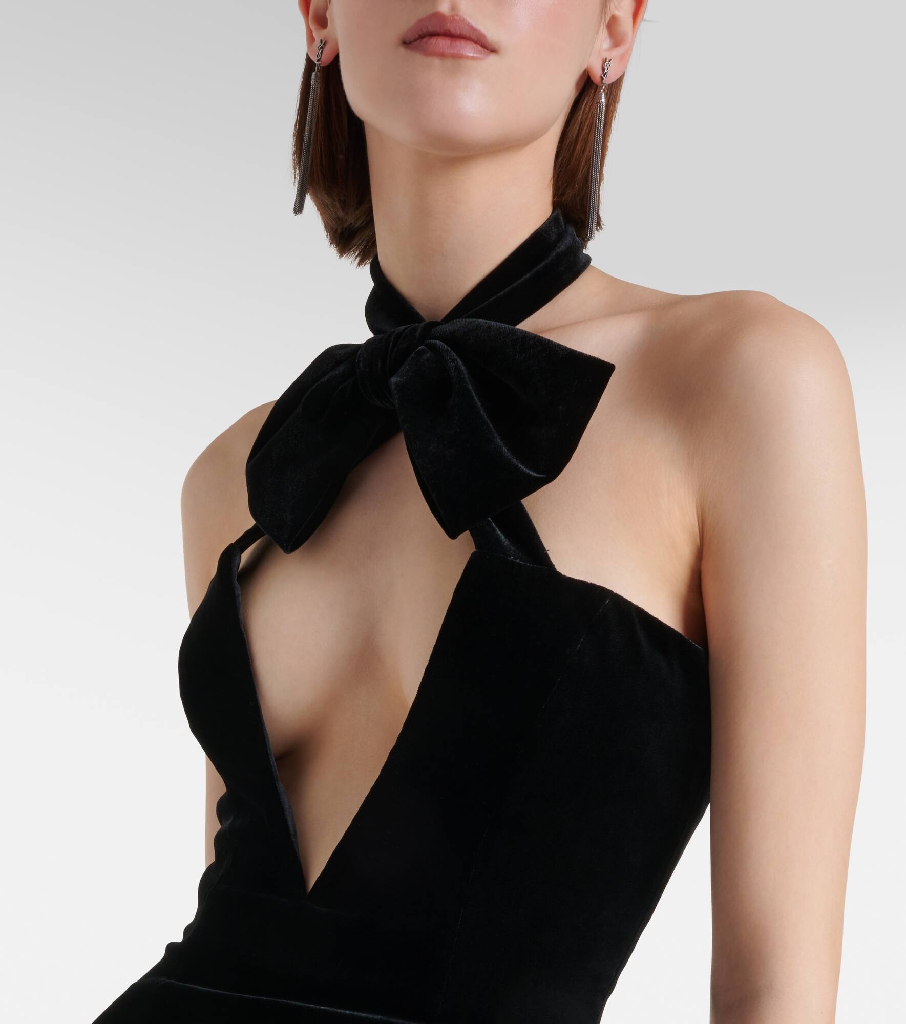 Bow-detail velvet midi dress - 4