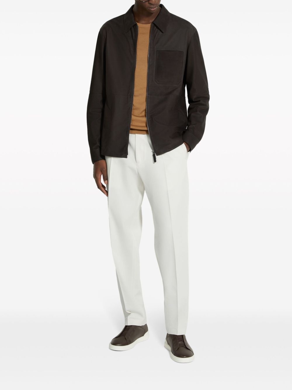 SECONDSKIN zip-front nubuck overshirt - 2