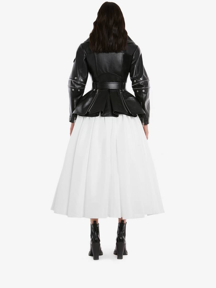 Open Neckline Biker Jacket in Black - 4