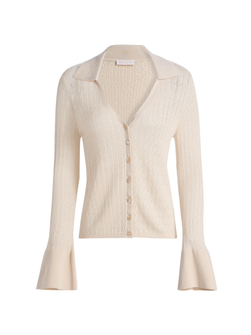 Women's Cathy Pointelle Cardigan - Sandstone 1