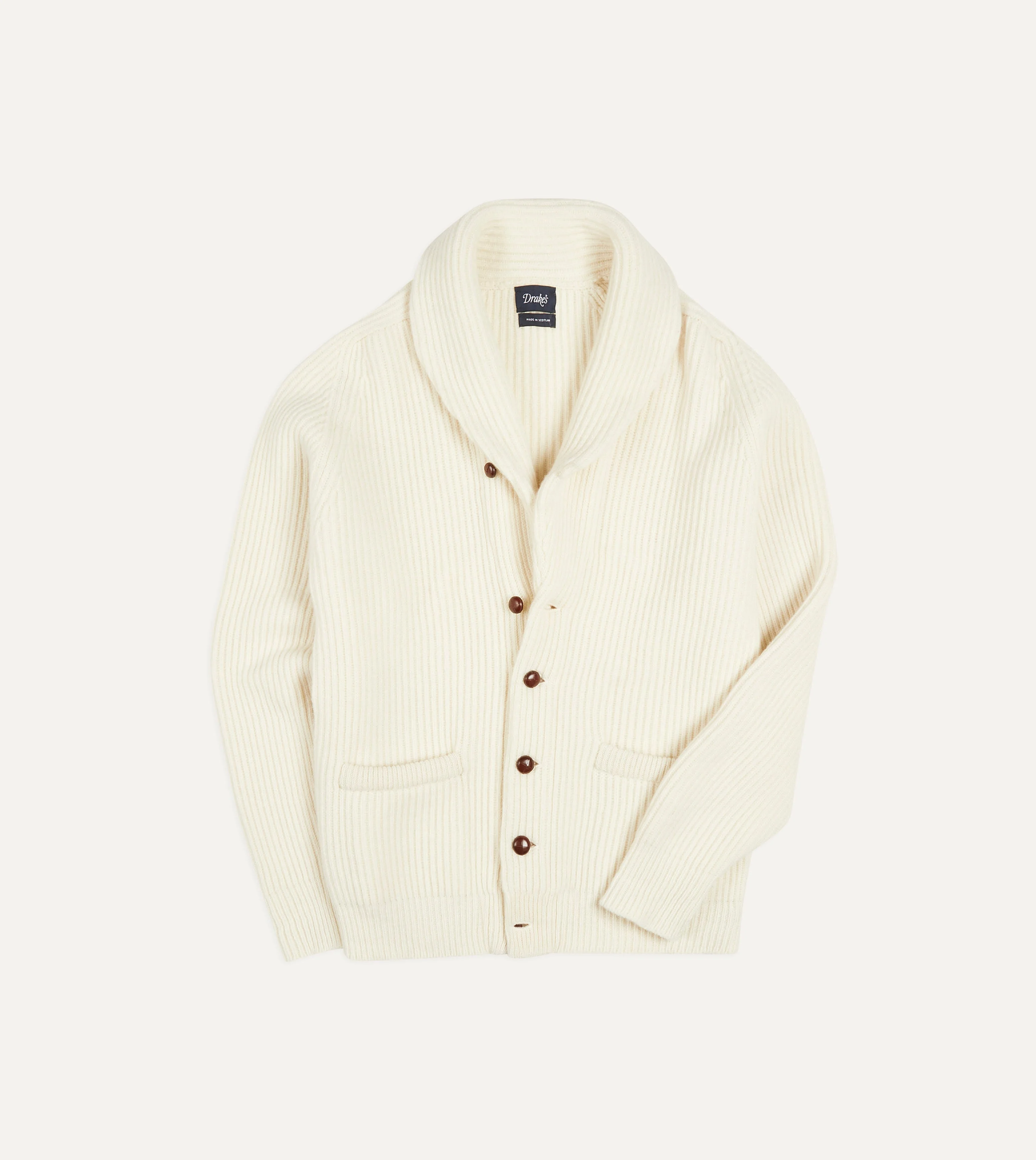 Ecru Lambswool Shawl Collar Cardigan - 1