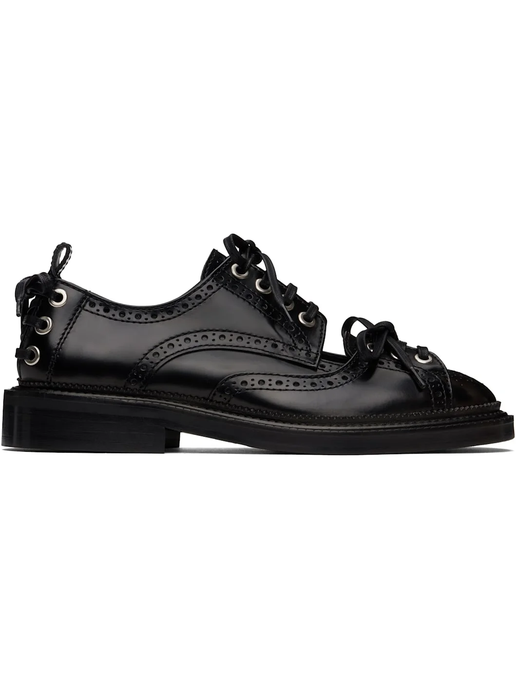 Black Multi-Lace Cutout Brogues - 1