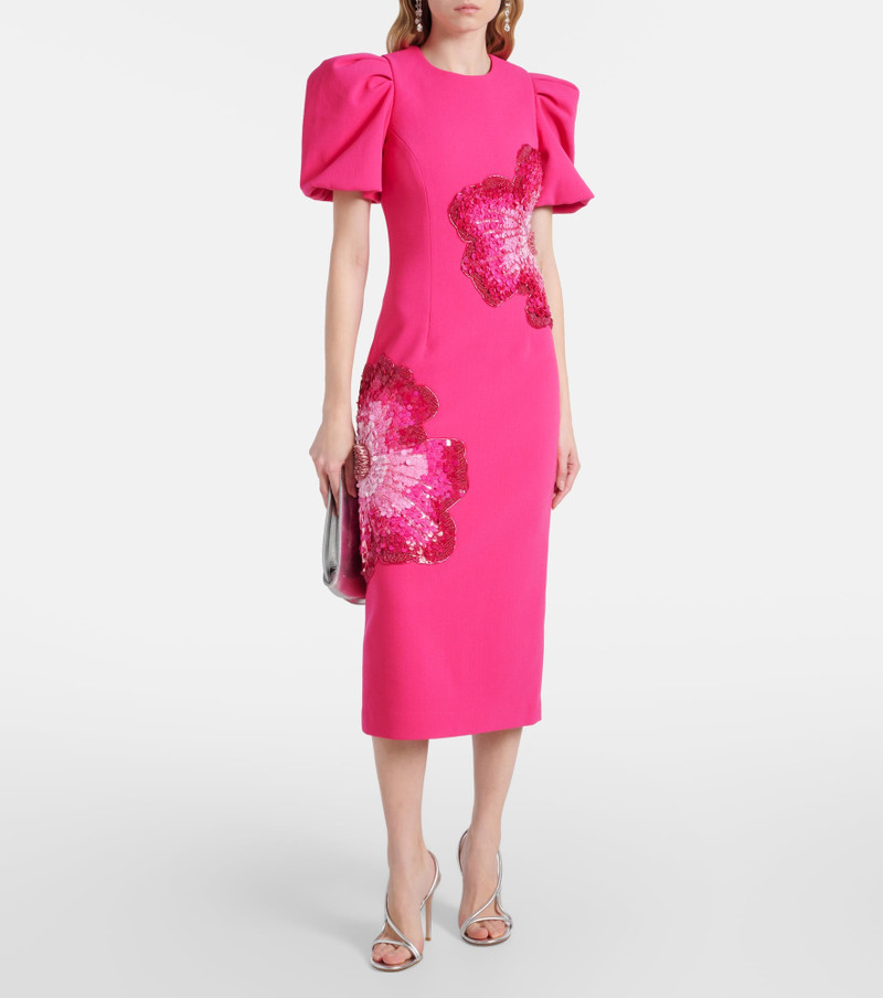 REBECCA VALLANCE Layana puff-sleeve embellished midi dress outlook
