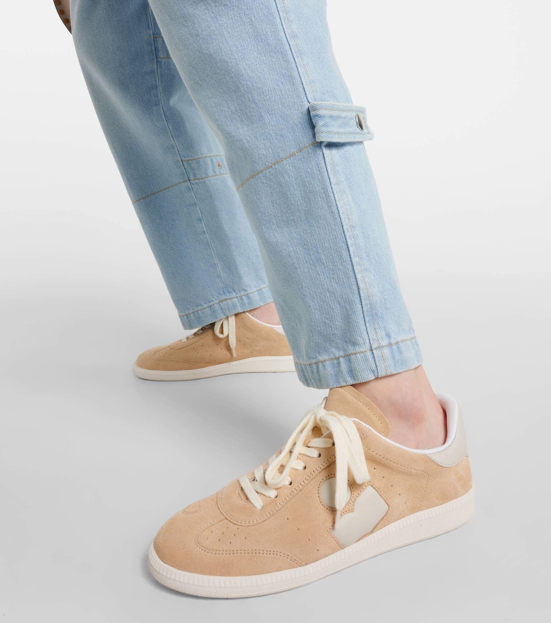 Bryce leather-trimmed suede sneakers - 4