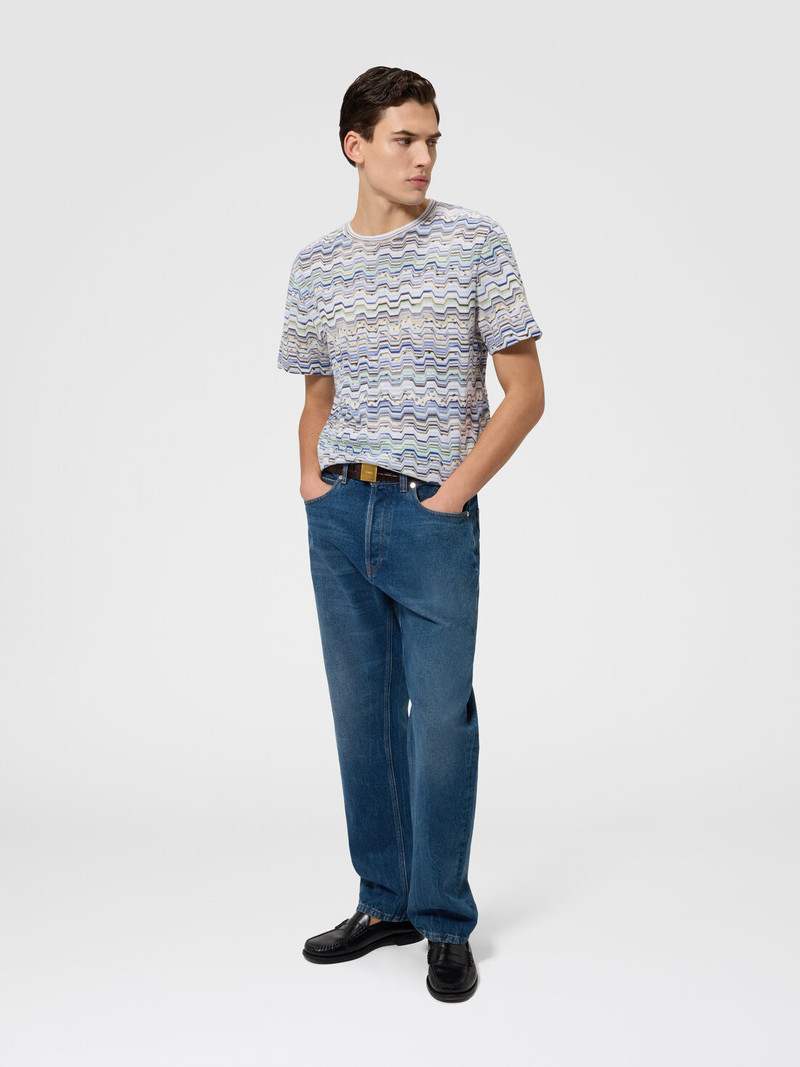 Missoni Crew-neck cotton T-shirt with Raschel knit and Greek motif outlook