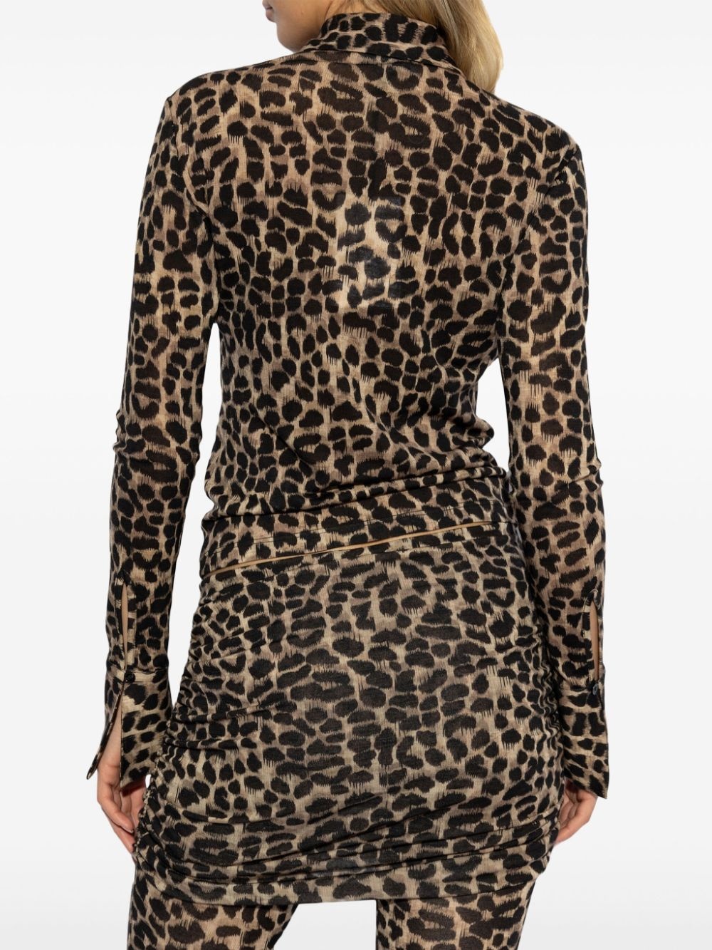 leopard-print wool top - 4