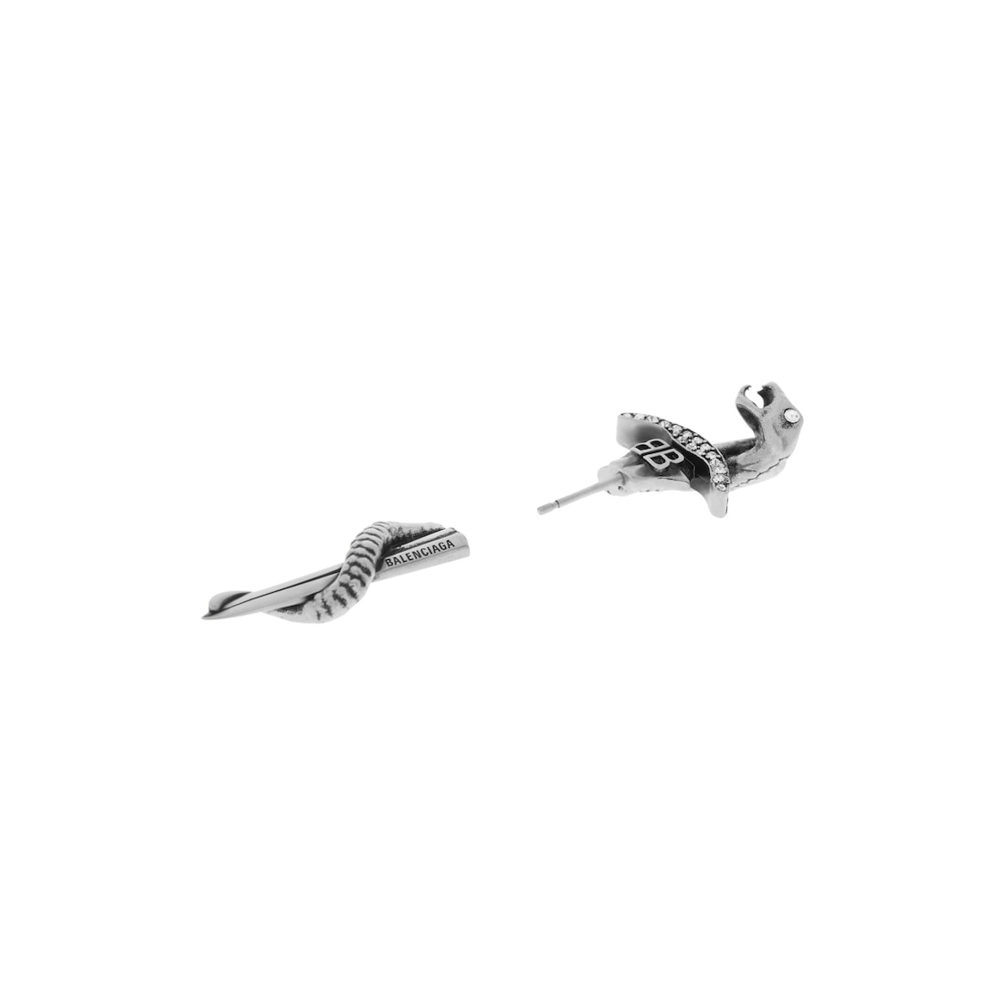 Goth Snake Earring in Antique Silver - 3