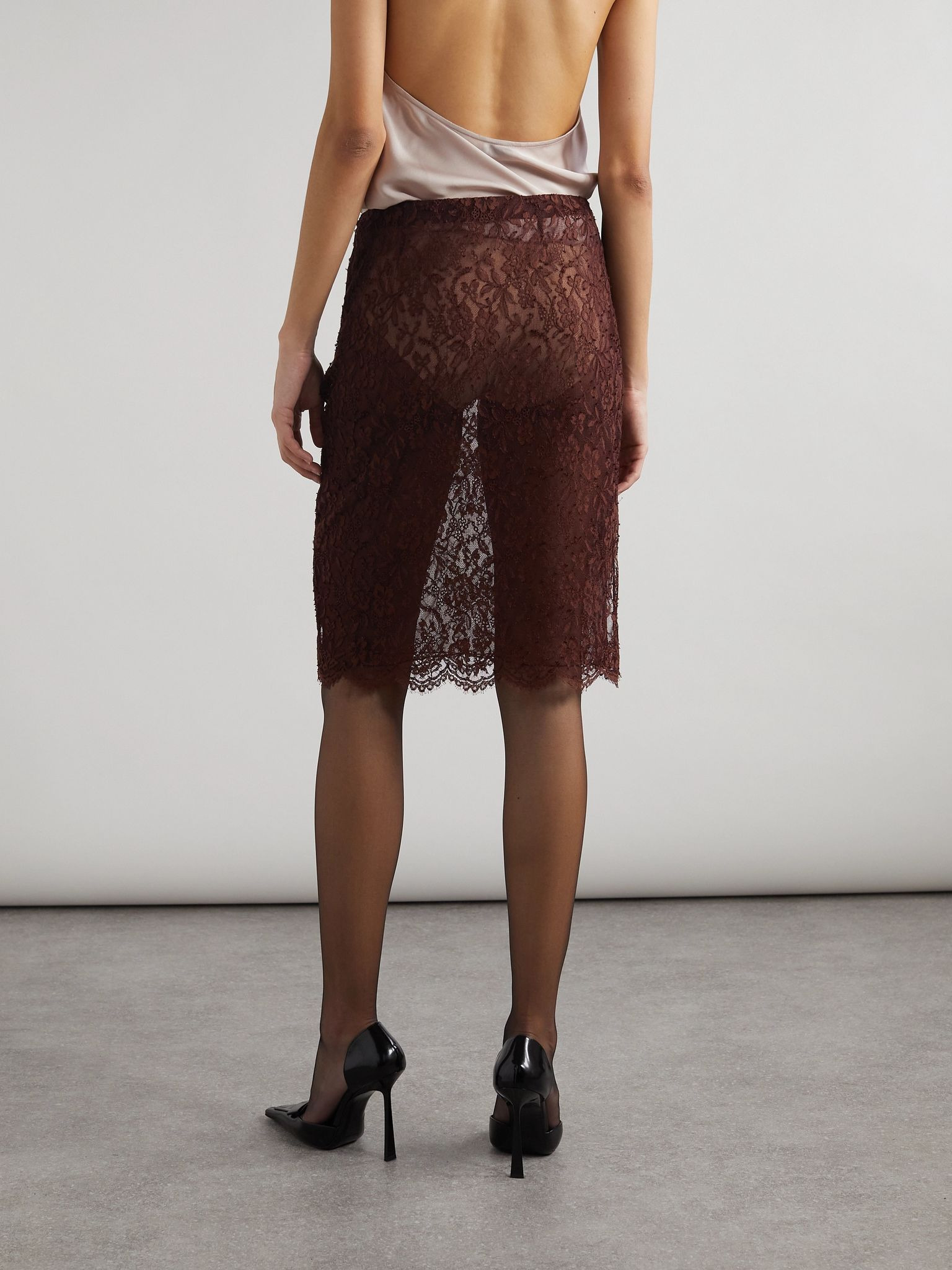 Lace midi skirt Charcoal - 4