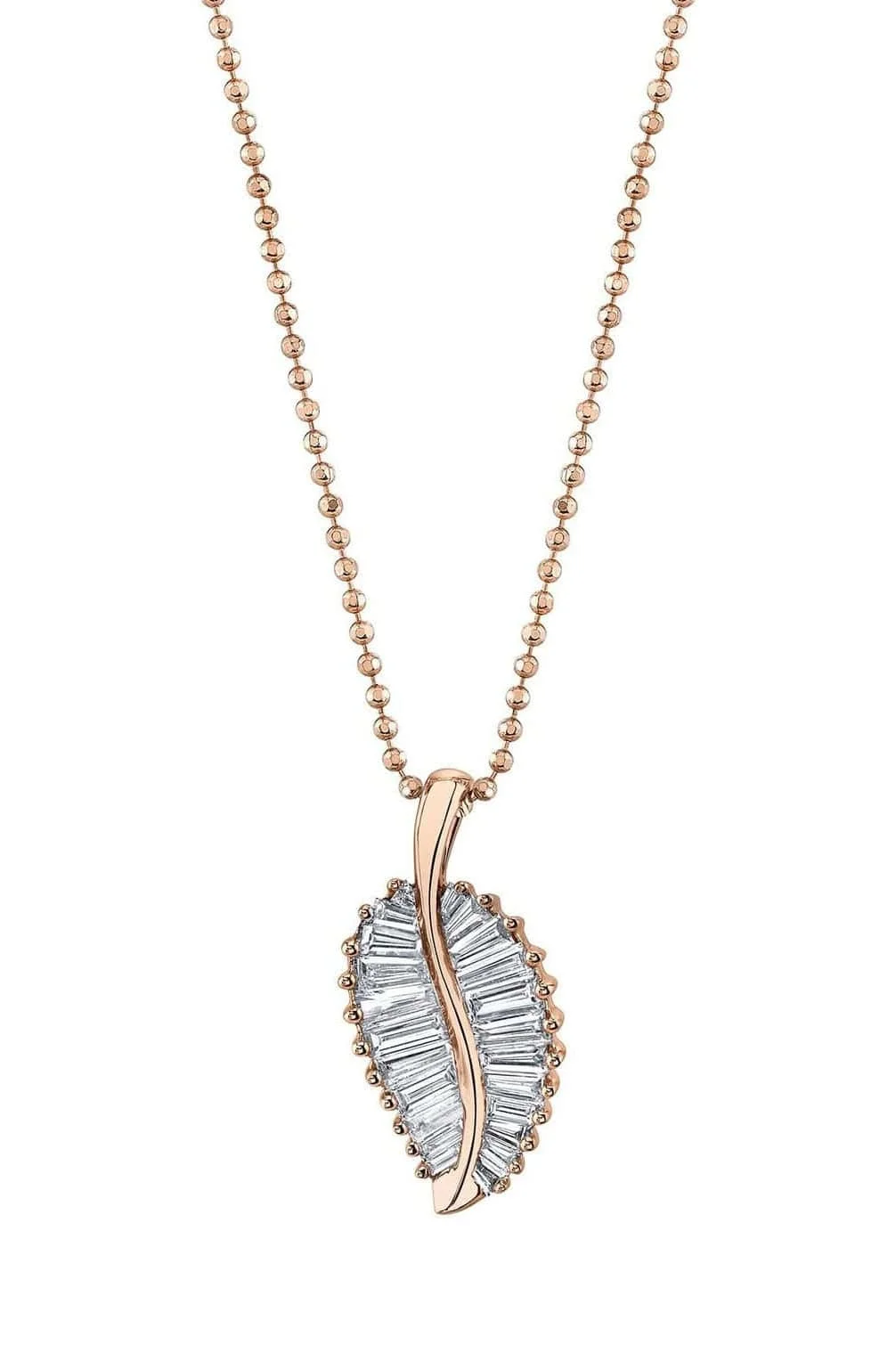 Rose Gold Diamond Palm Leaf Necklace - 1