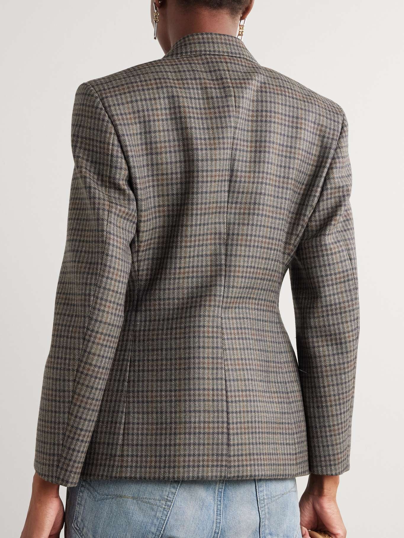 Checked padded wool blazer - 3