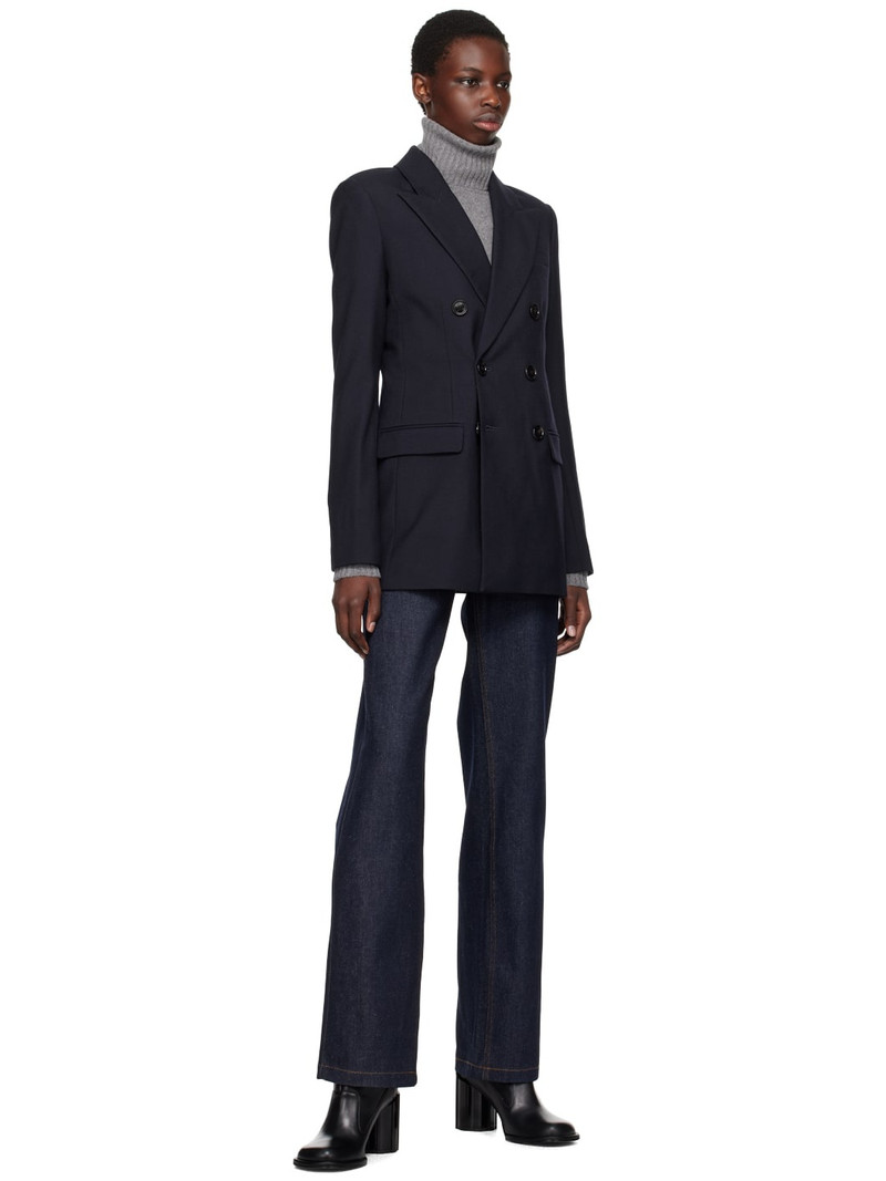 AMI Paris Navy Double-Breasted Blazer outlook