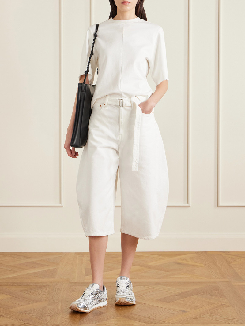 sacai Belted Cropped High-rise Barrel-leg Jeans outlook