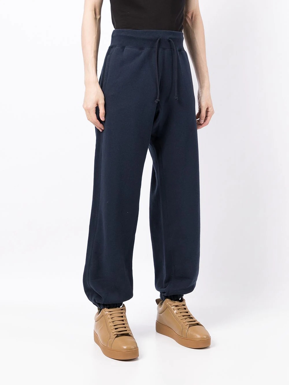 logo-embroidered drawstring cotton track pants - 3