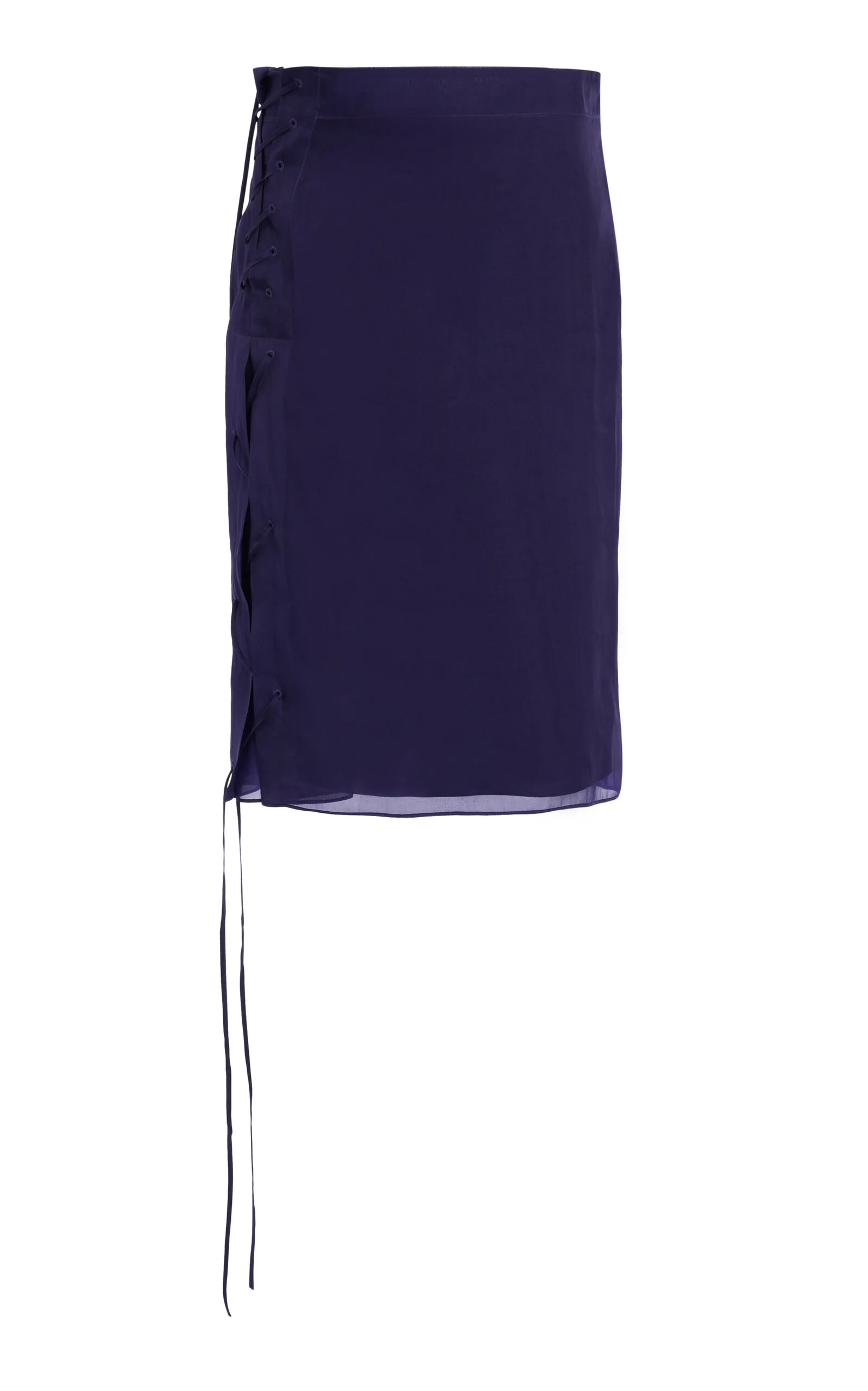 Silk-Cupro Draped Knee-Length Skirt purple - 1
