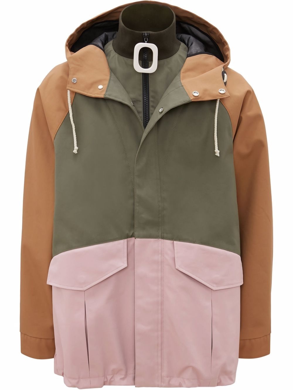 colour-block parka jacket - 1