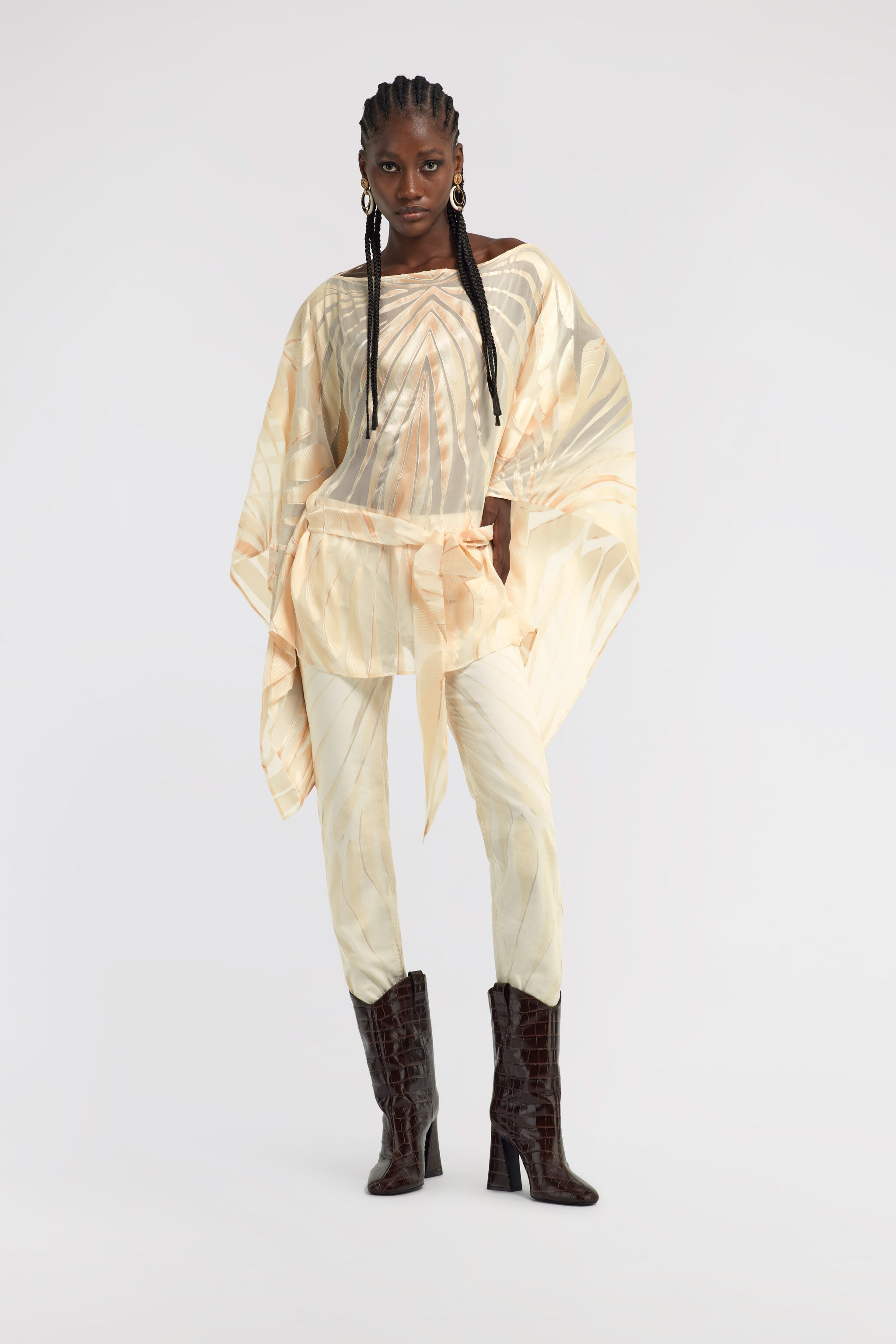 Ray Of Gold Print Skinny Cotton Trousers - 2