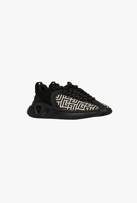 Bicolor gummy leather and mesh B-Runner sneakers - 2