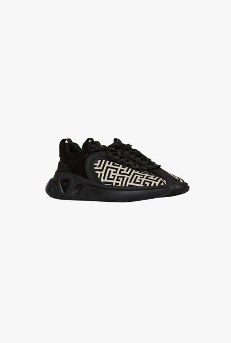 Bicolor gummy leather and mesh B-Runner sneakers 2