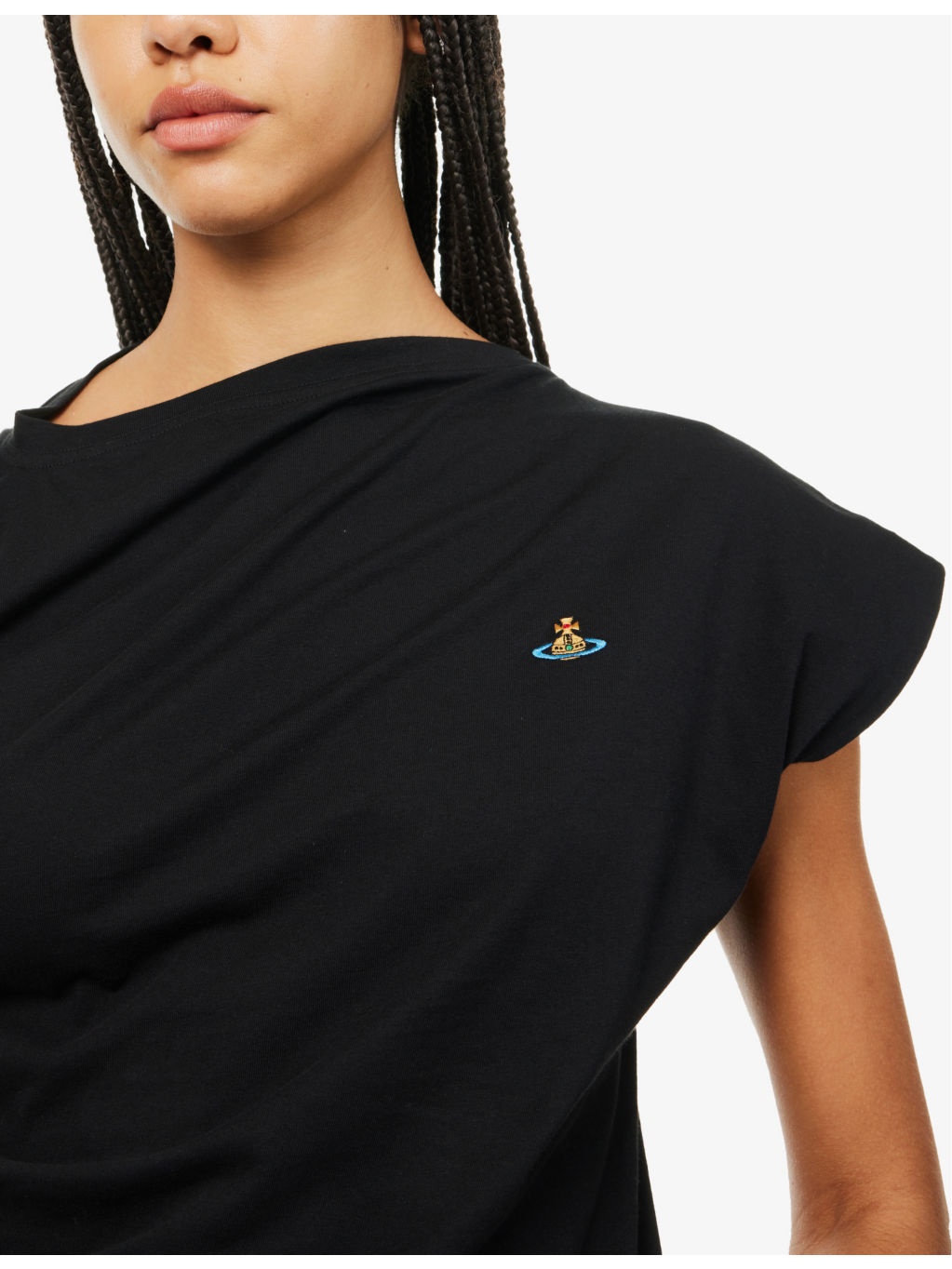 Hebo asymmetric-neck cotton-jersey T-shirt - 5