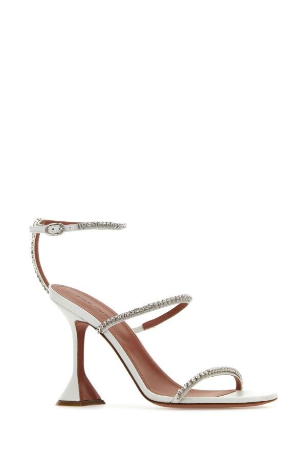 Amina Muaddi Woman White Leather Gilda Sandals - 2