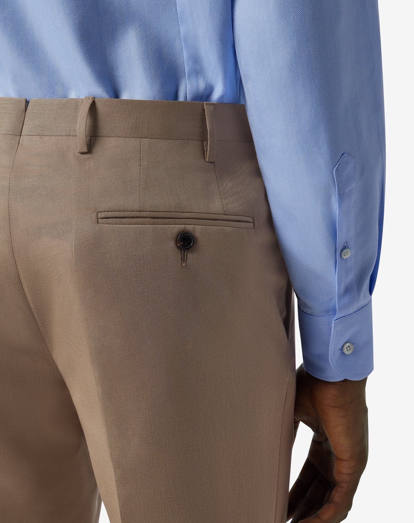 Dark beige wool and cotton trousers - 4