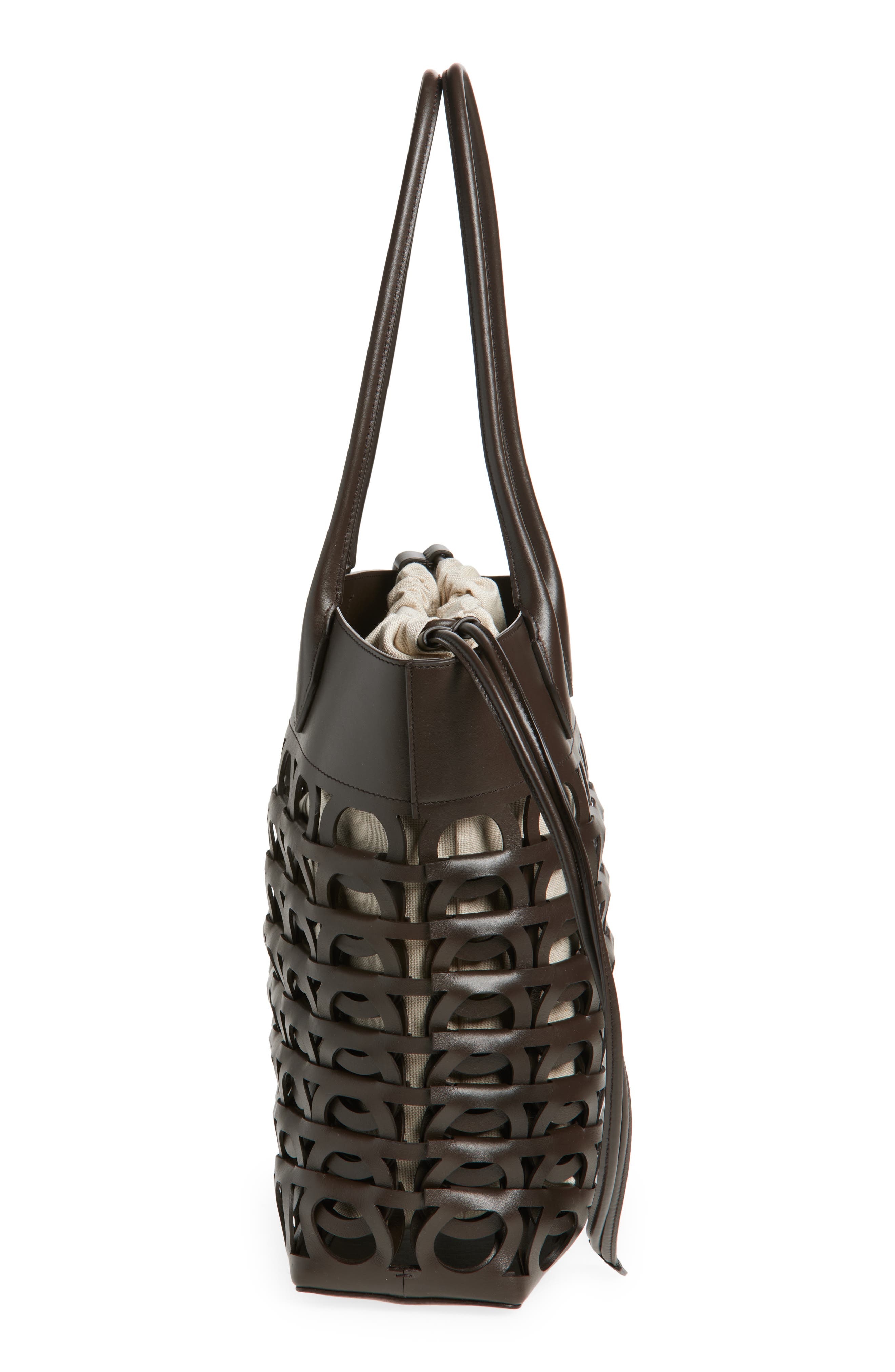 FERRAGAMO Medium Gancini Perforated Leather Tote in Testa Di M Naturale at Nordstrom - 6