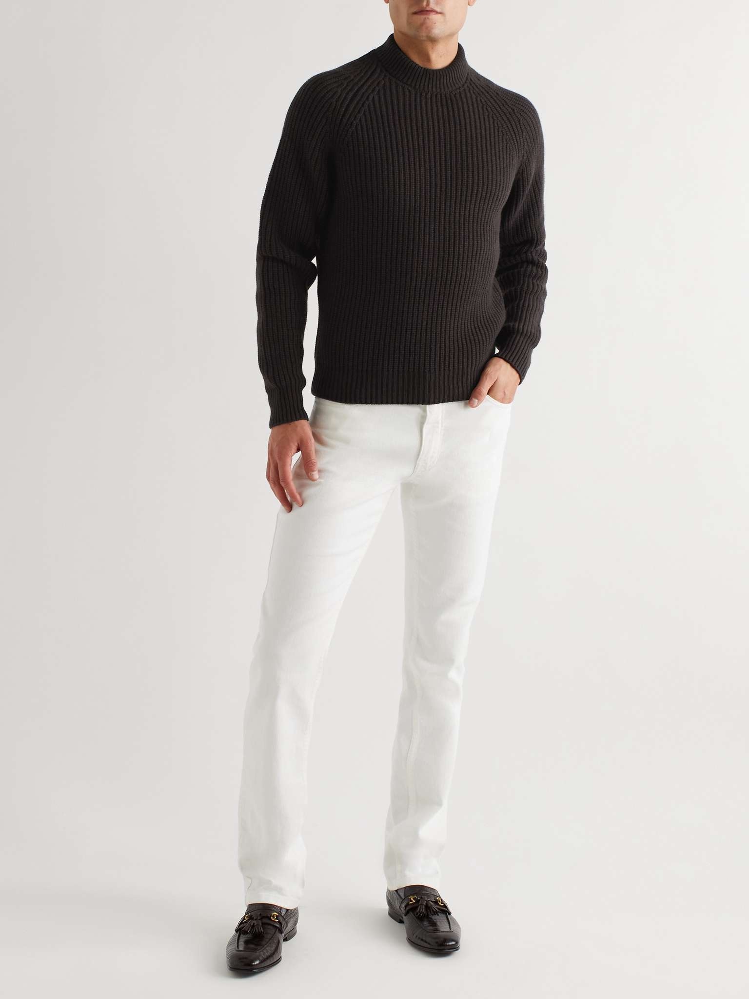 Ribbed Cashmere Mock-Neck Sweater - 2