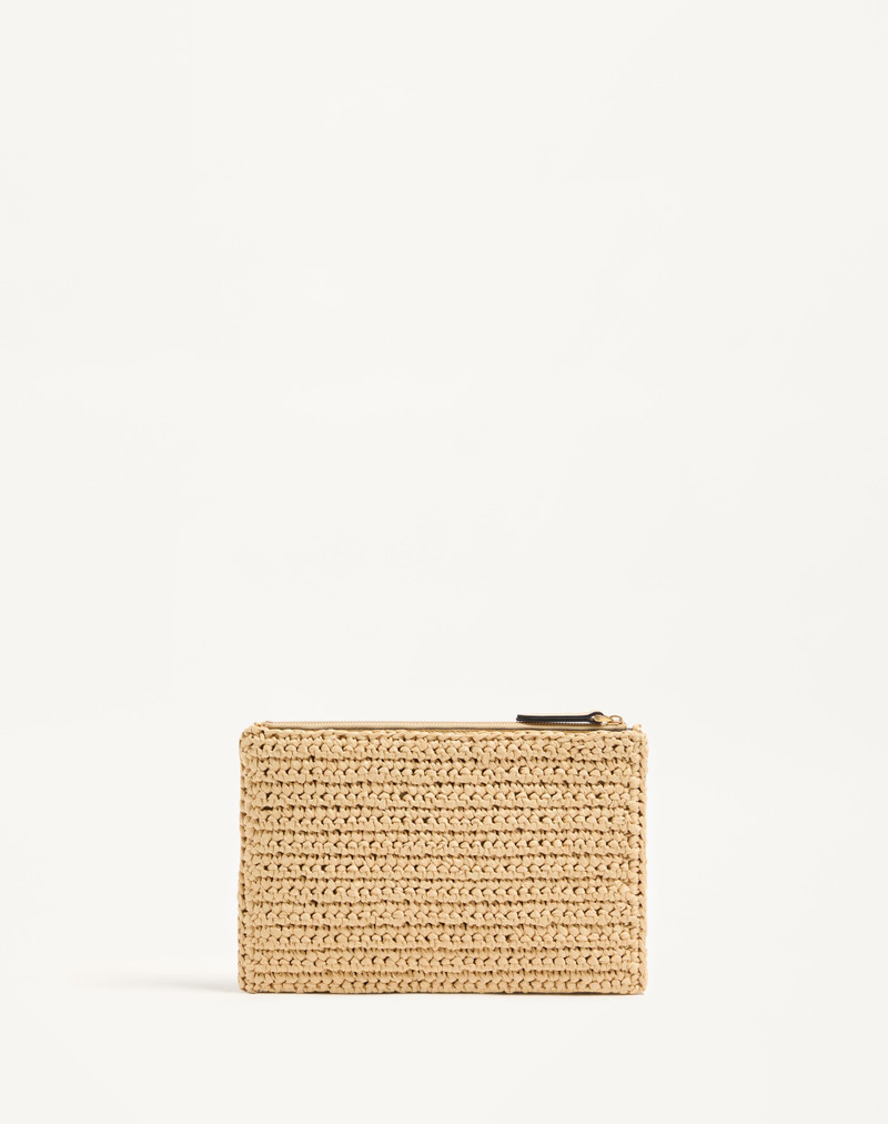 VALENTINO GARAVANI VIVA SUPERSTAR SYNTHETIC RAFFIA POUCH 5