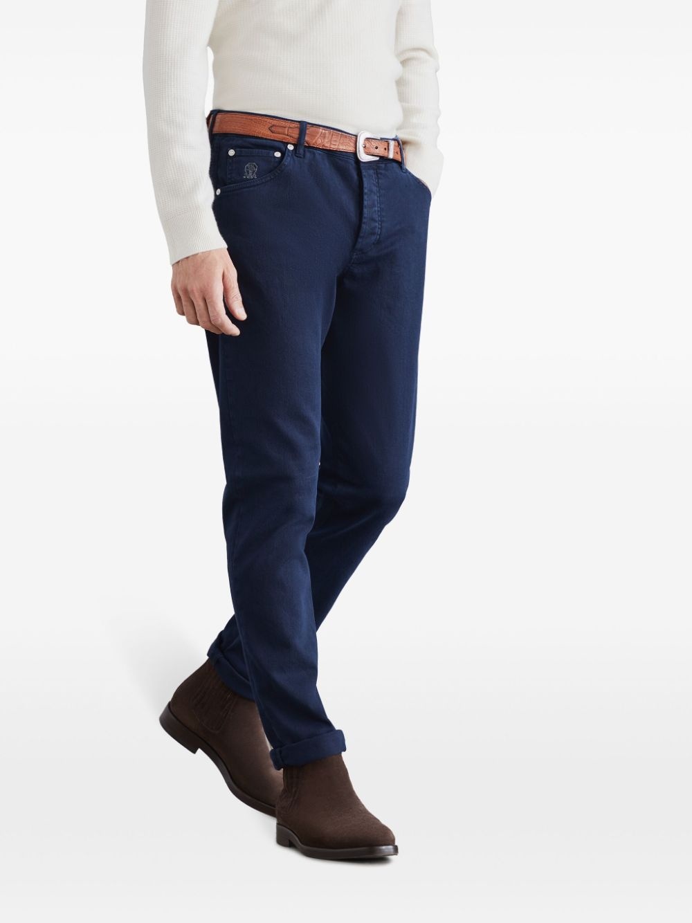 logo-embroidered jeans - 3