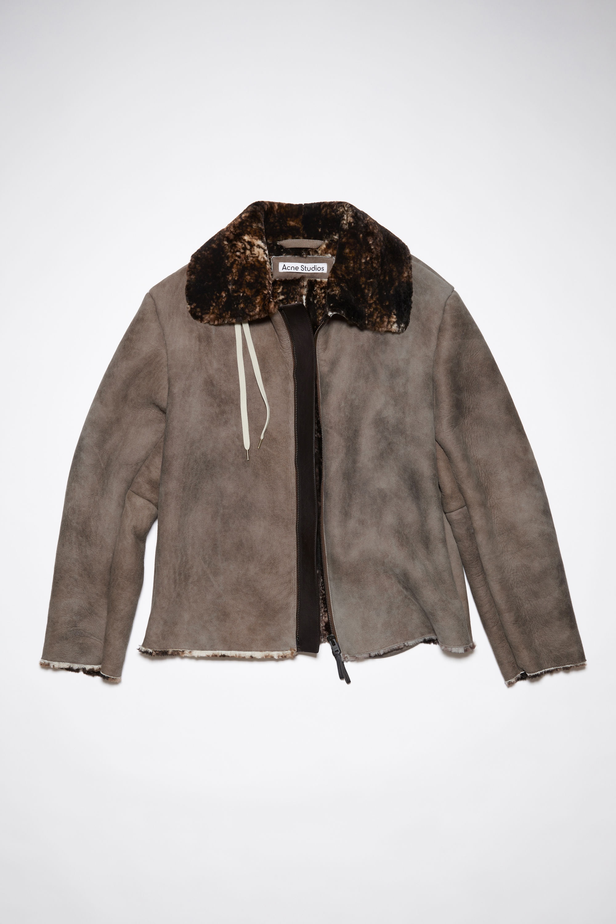 Shearling suede fur jacket - Antique brown - 7