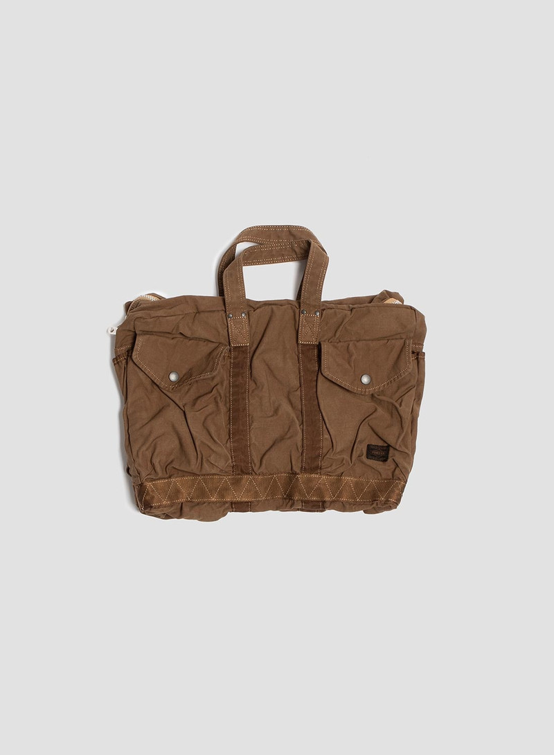 Nigel Cabourn Porter-Yoshida & Co Crag 2Way Boston Bag Small in Coyote outlook