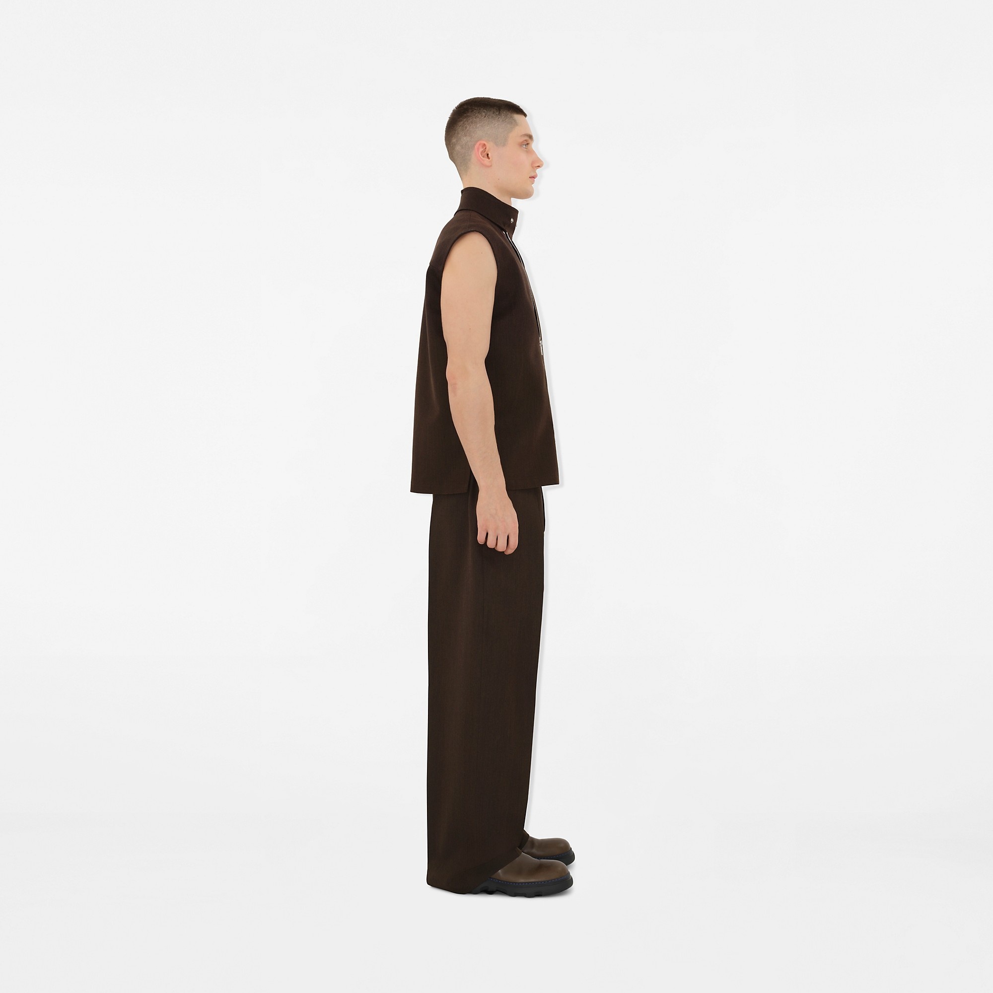Herringbone Wool Tailored Trousers - 3