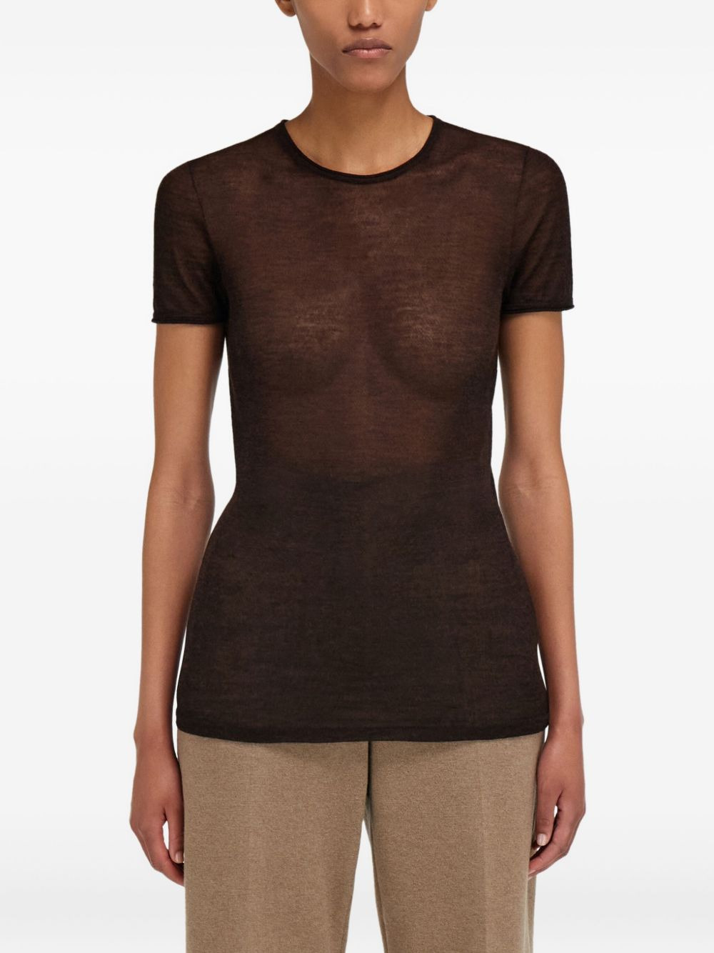 crew-neck knitted T-shirt - 3