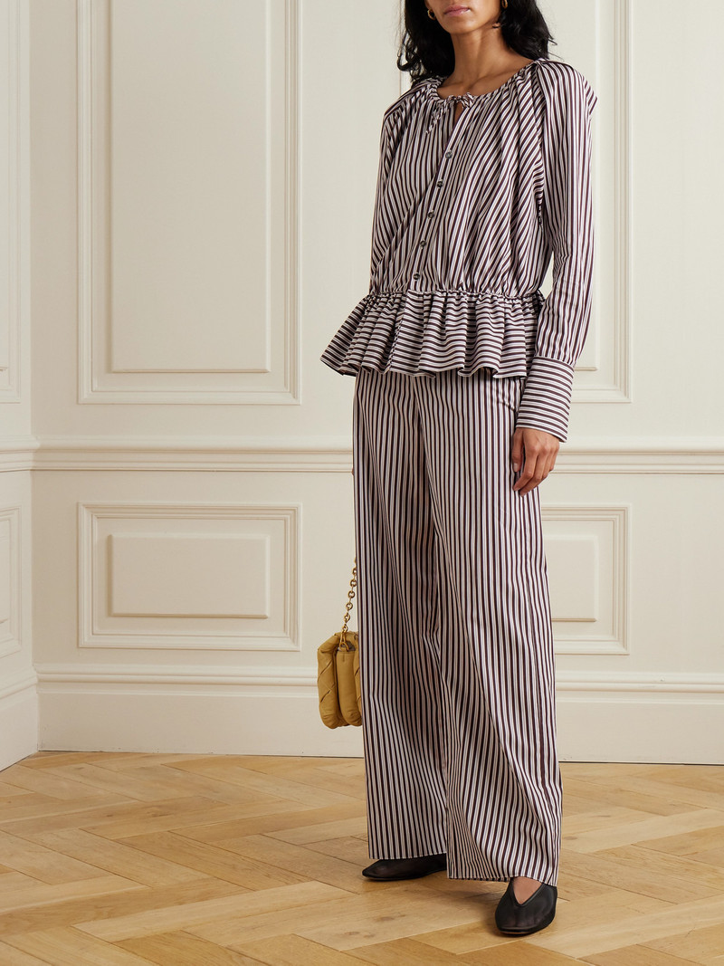 LIBEROWE + The Vanguard Striped Cotton-poplin Peplum Blouse outlook