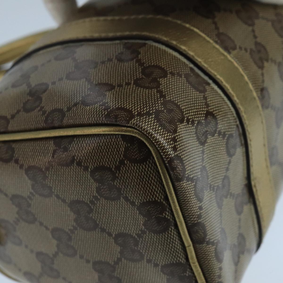 GUCCI GG Crystal Hand Bag Coated Canvas Brown Gold - 16